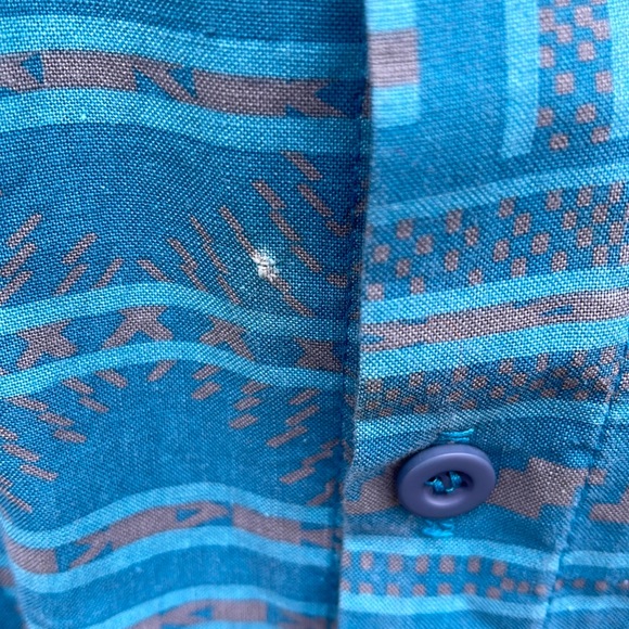 Maxx Fm Shirt Men's Medium Southwest USA Vintage 90s Cotton Teal Blue Gray - Picture 5 of 6